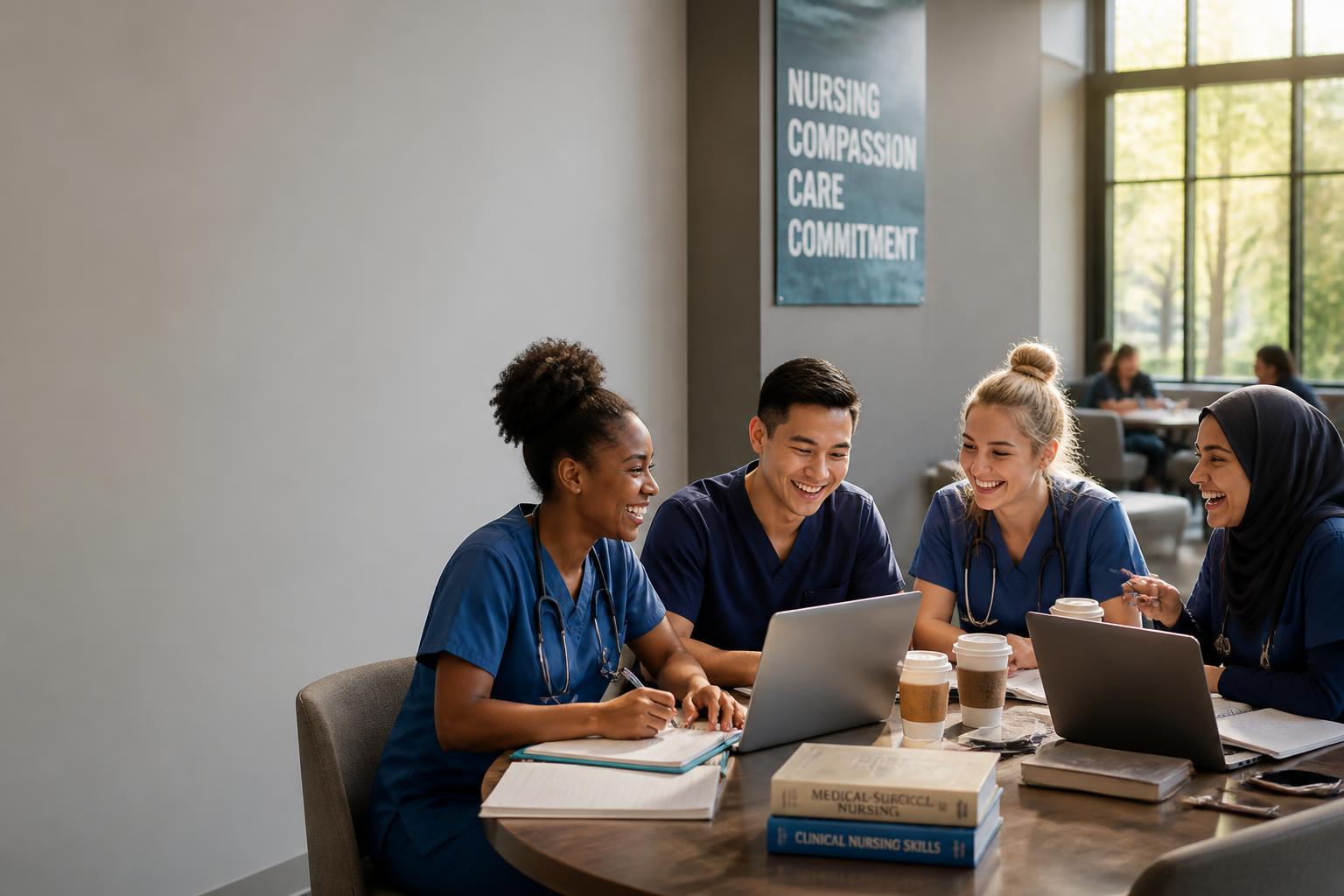 Nursing students studying together